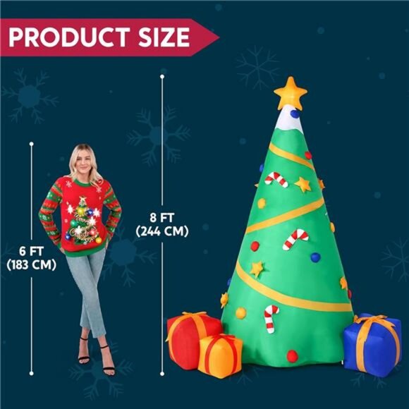 8 FT Christmas Inflatable Tree Decoration, Lighted Giant Christmas - Picture 2 of 8